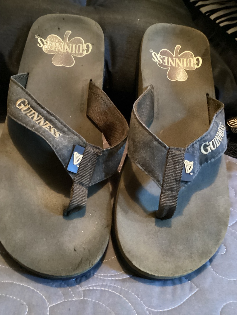 Guinness Black and Gold Logo Thong Sandals
